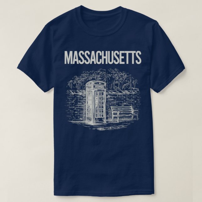 Camiseta Vintage Phone Booth Massachusetts (Frente do Design)