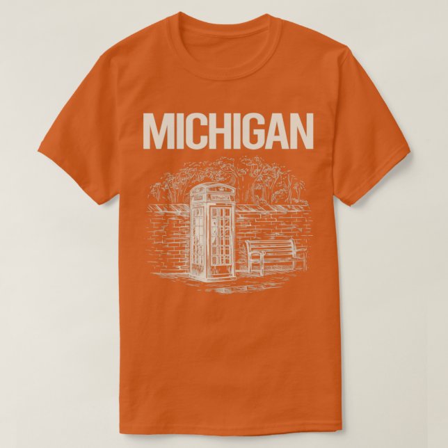 Camiseta Vintage Phone Booth Michigan (Frente do Design)