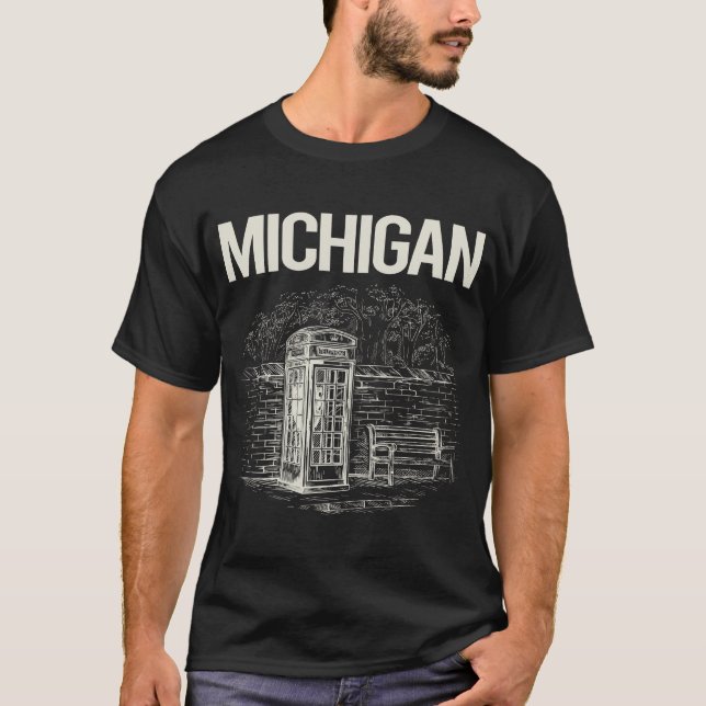 Camiseta Vintage Phone Booth Michigan (Frente)