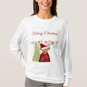 Camiseta Vintage Pine Tree Snowflake Reindeer