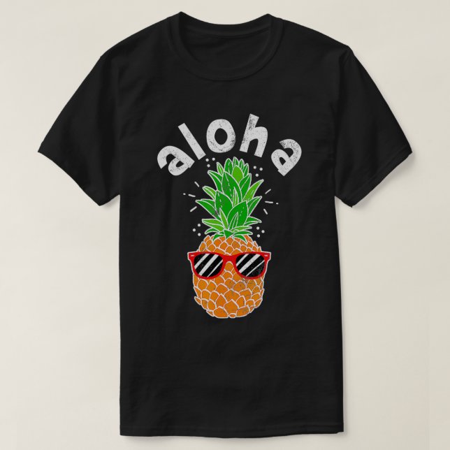 Camiseta VINTAGE Pineapple Aloha Sunglass Havaiano (Frente do Design)