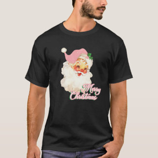 Camiseta Vintage Pink Papai Noel Rosa Feliz de Natal Chri