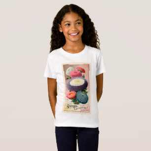 Camiseta Vintage Pink White Aster Flowers