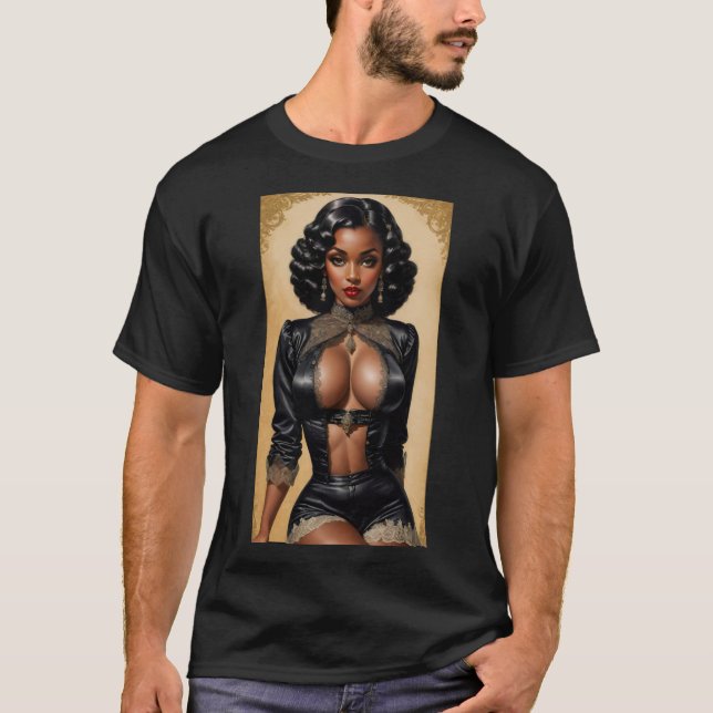 Camiseta Vintage Pinup Black Girl (Frente)