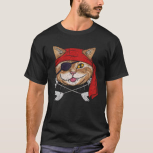 Camiseta Vintage Pirate Cat Divertido Kitten Cross Bones Ha