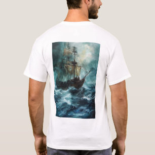 Camiseta Vintage Pirate Ship Painting   T-Shir Náutico