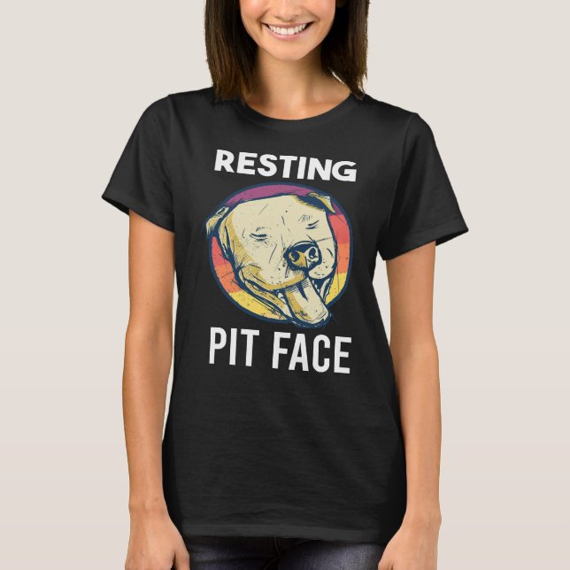 Camiseta Vintage Pitbull - Pit De Descanso Enfrentado Engra (Frente)