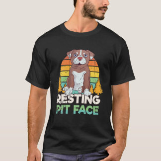 Camiseta Vintage Pitbull Pit De Descanso Face Engraçado Cac