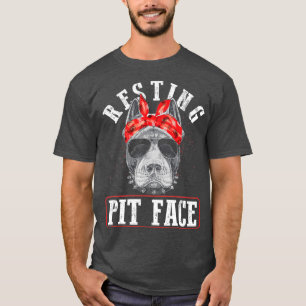 Camiseta Vintage Pitbull - Rosto de Descanso - Engraçado Pi