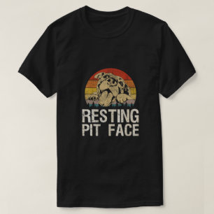 Camiseta Vintage Pitbull - Rosto de Descanso - Engraçado Pi