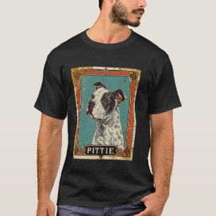 Camiseta Vintage Pitbull Tarot Card Pittie Black White Pupp