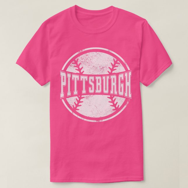 Camiseta Vintage Pittsburgh Equipe de Baseball com Presente (Frente do Design)