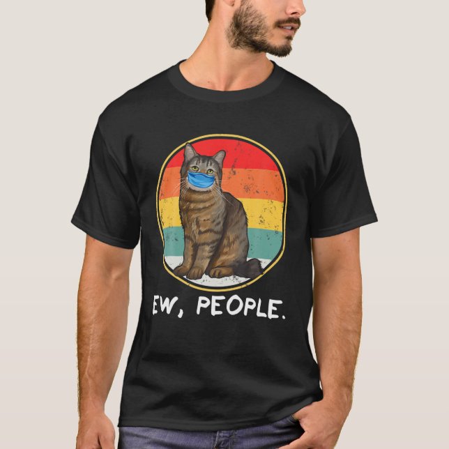 Camiseta Vintage Pixiebob Ew Pessoas Gato Vestindo Máscara (Frente)
