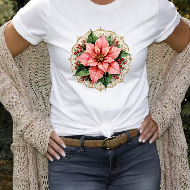 Camiseta Vintage Poinsettia Doily (Criador carregado)
