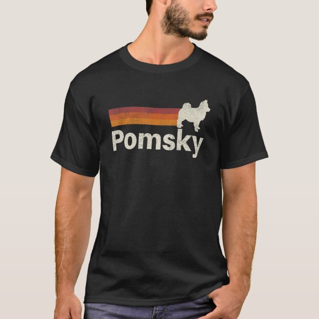 Camiseta Vintage Pomsky Retro Mom Dad Dog (Frente)