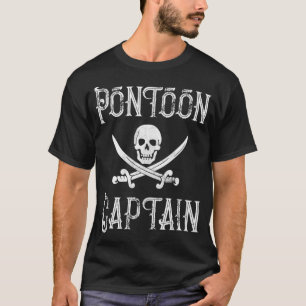 Camiseta Vintage Pontoon Capitão Pirate Skull Pontoon Boat