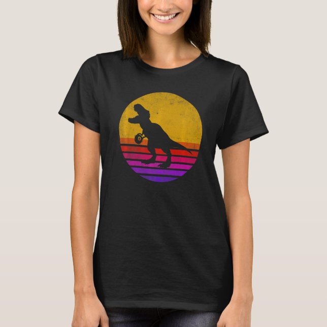 Camiseta Vintage Poolasaurus Billiard Player Dinossaur 8 Ba (Frente)