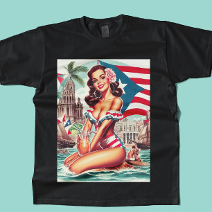Camiseta Vintage Porto Rico Pin-Up
