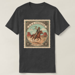 Camiseta Vintage Postage Stamp Wild West Cowboy