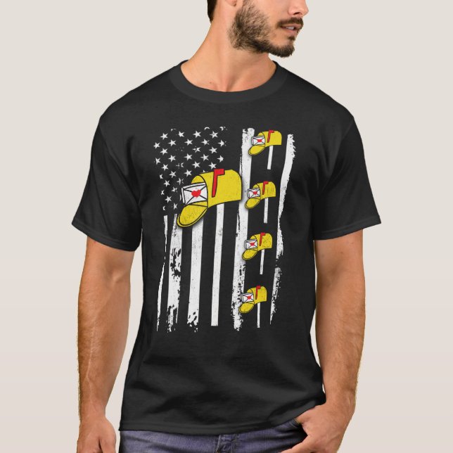 Camiseta Vintage Postal Worker American Flag (Frente)