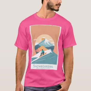 Camiseta Vintage - Poster de viagens Retroativo Mínimo Snow