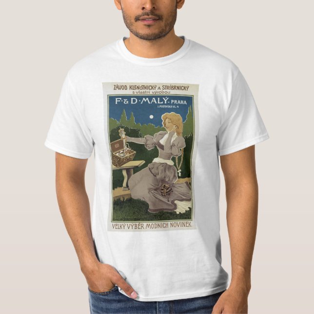 Camiseta Vintage Praha Jewelry e Silverware Ad (Frente)