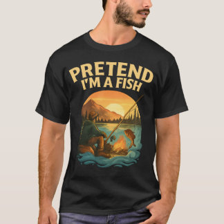 Camiseta Vintage Pretend I’m A Fish Funny Fishing fisherman