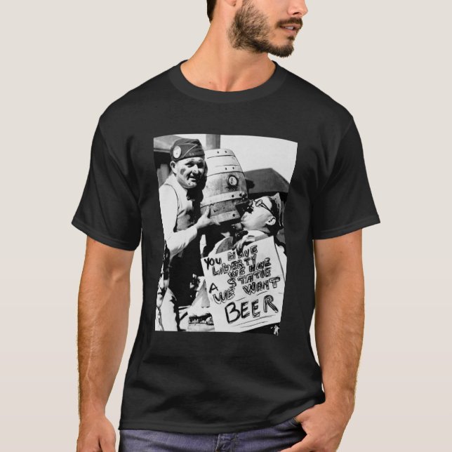 Camiseta Vintage Prohibation Beer, Queremos A Proibição Da  (Frente)