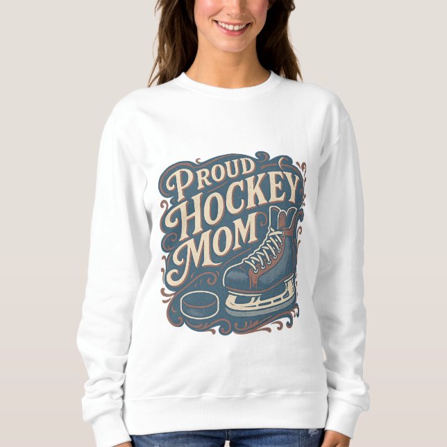 Camiseta Vintage Proud Hockey Mom Ice Skate Design (Frente)