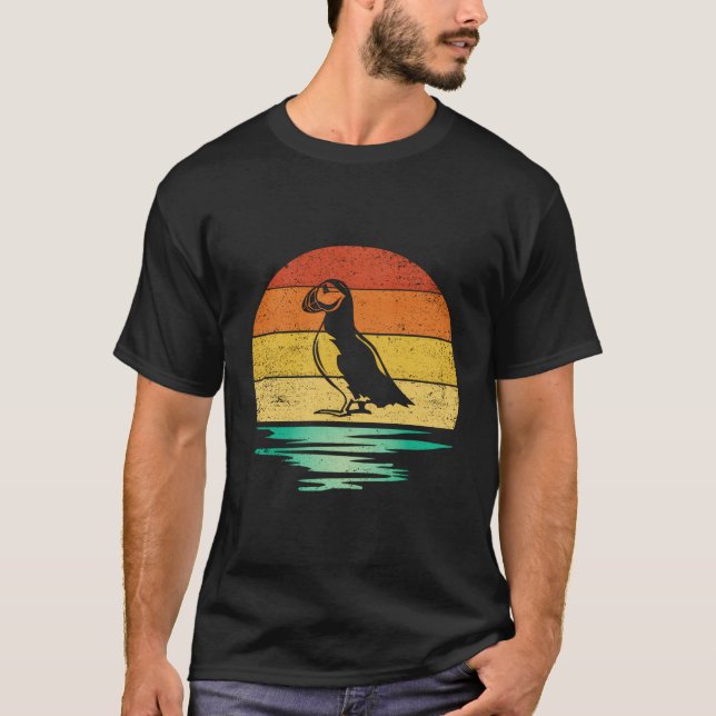 Camiseta Vintage Puffin Bird Retro Sunset Puffin (Frente)