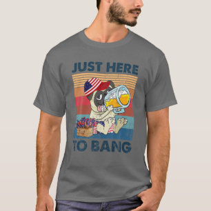 Camiseta Vintage Pug Dog Beer Cerveja Aqui Para Bang Fourt