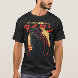 Camiseta Vintage Pugzilla Anime Japonês Monster Dog Art