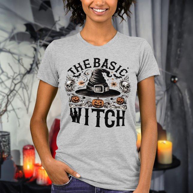 Camiseta Vintage Pumpkin Hat Halloween Bruxas Básicas (Criador carregado)