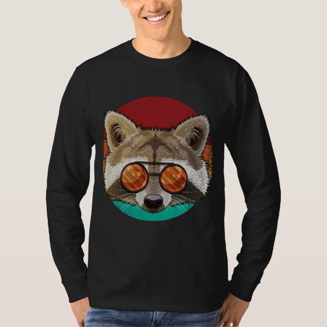 Camiseta Vintage Raccoon Face Willife Retro Animal Eightie (Frente)