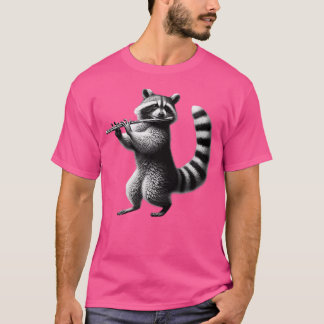 Camiseta Vintage Raccoon Jogando Flute Flutist Flute Player