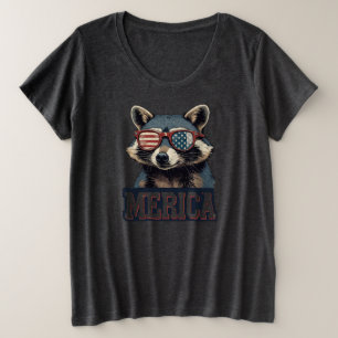 Camiseta Vintage Raccoon Merica 4° de julho patriota