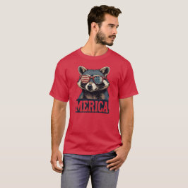 Camiseta Vintage Raccoon Merica 4° de julho patriota