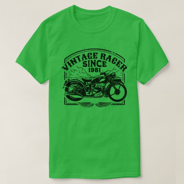 Camiseta Vintage Racer Desde 1981, Motorcyc (Frente do Design)