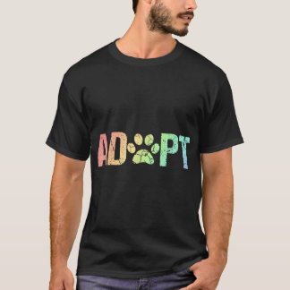 Camiseta Vintage Rainbow Adota Um Cão Resgate Foster Adoção