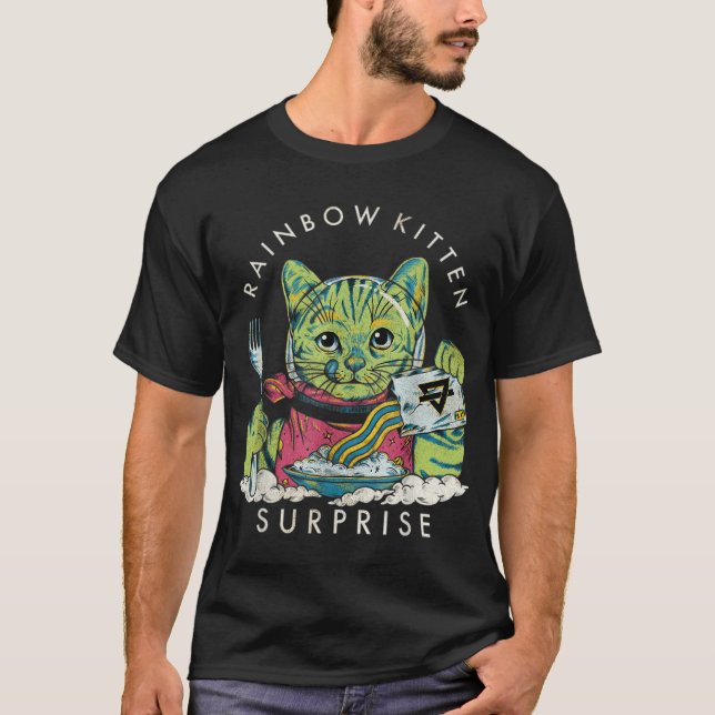 Camiseta Vintage Rainbow Kitten Surpresa (Frente)