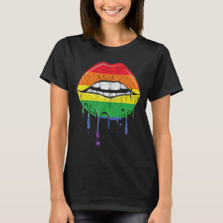 Camiseta Vintage Rainbow Lip Bite Drill Lgbtq Rainbow Lip G