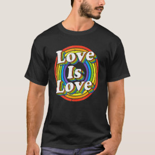 Camiseta Vintage Rainbow Love is Love Lgbt Gay Lesbian Prid