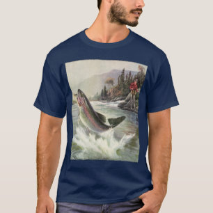 Camiseta Vintage Rainbow Trout Pescador Pesca de Peixes
