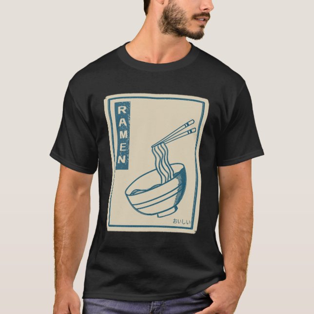 Camiseta Vintage Ramen amante Black Tshirt (Frente)