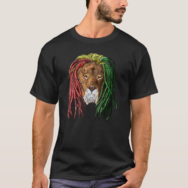 Camiseta Vintage Rasta Reggae Lion (Frente)