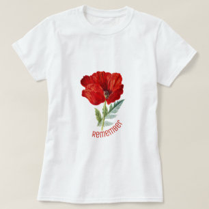 Camiseta Vintage Red Poppy Veterans Dia Lembre-se
