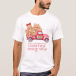 Camiseta Vintage Red Truck Christmas Cookap<br><div class="desc">Um caminhão vermelho clássico transborda com biscoitos gigantes. Uma coroa verde adiciona um toque festivo na porta. Há 4 linhas de texto que você pode personalizar para criar apenas a camisa de troca de cookies de Natal certa.</div>
