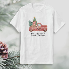 Camiseta Vintage Red Truck Com Texto Personalizado Da Árvor