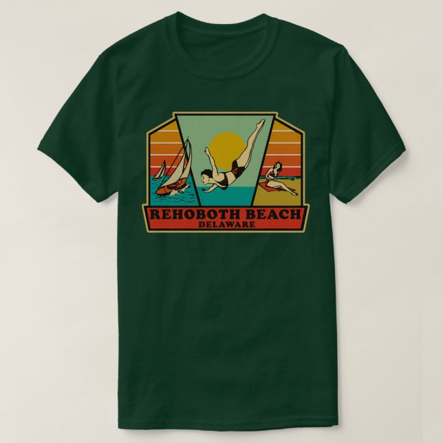Camiseta Vintage Rehoboth Beach Viagem (Frente do Design)