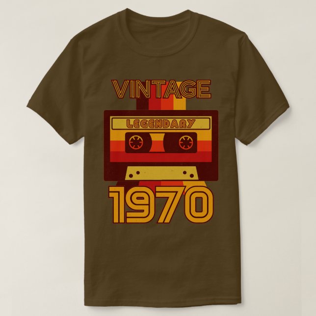 Camiseta Vintage Retro 1970 Legendary Cassette (Frente do Design)